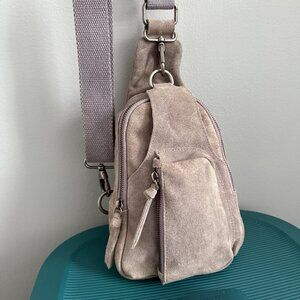 Free People Hudson Sling Bag - Gray Suede Leather